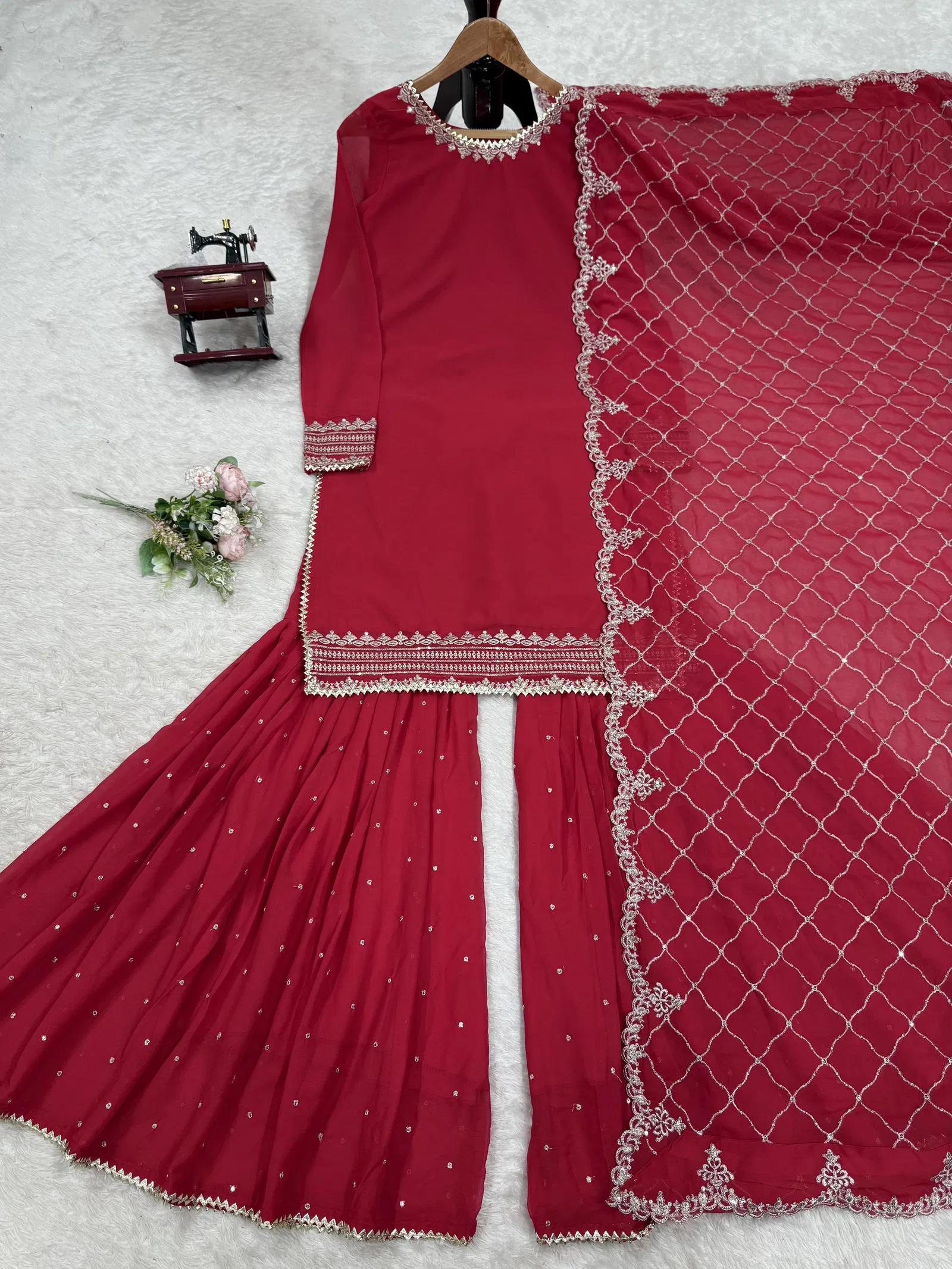 5867 By Jn Faux Georgette Thread With Sequnce Readymade Suits Wholesale Clothing Distributors In India